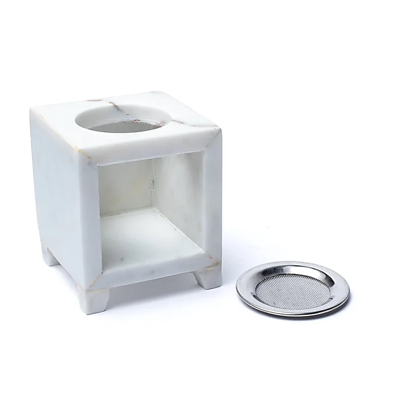 Räuchergefäß Blume des Lebens weißer Marmor | Spirit of Gaia