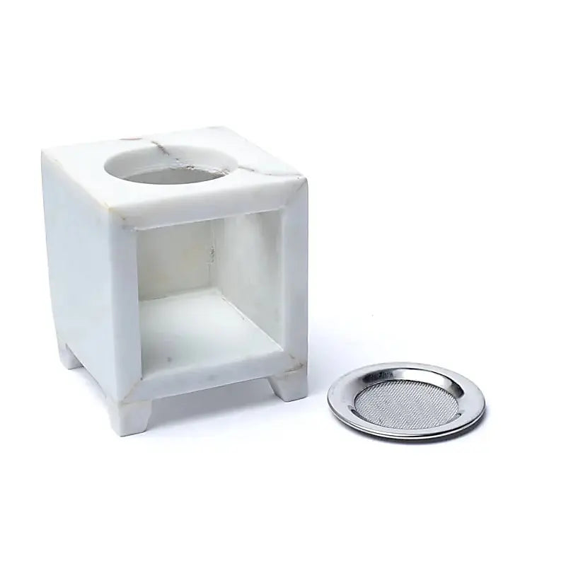 Räuchergefäß Blume des Lebens weißer Marmor | Spirit of Gaia