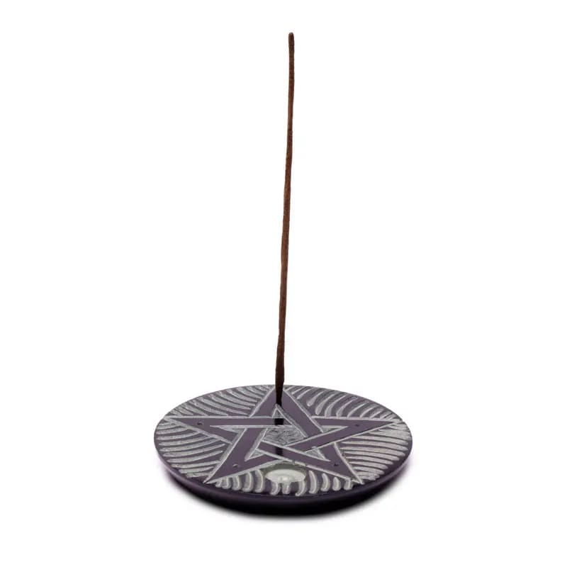 Räucherstäbchenhalter für mehrere Stäbchen und Kegel - Speckstein - Pentagramm | Spirit of Gaia