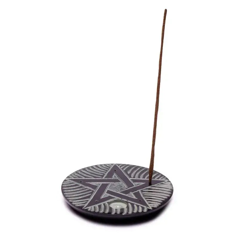Räucherstäbchenhalter für mehrere Stäbchen und Kegel - Speckstein - Pentagramm | Spirit of Gaia