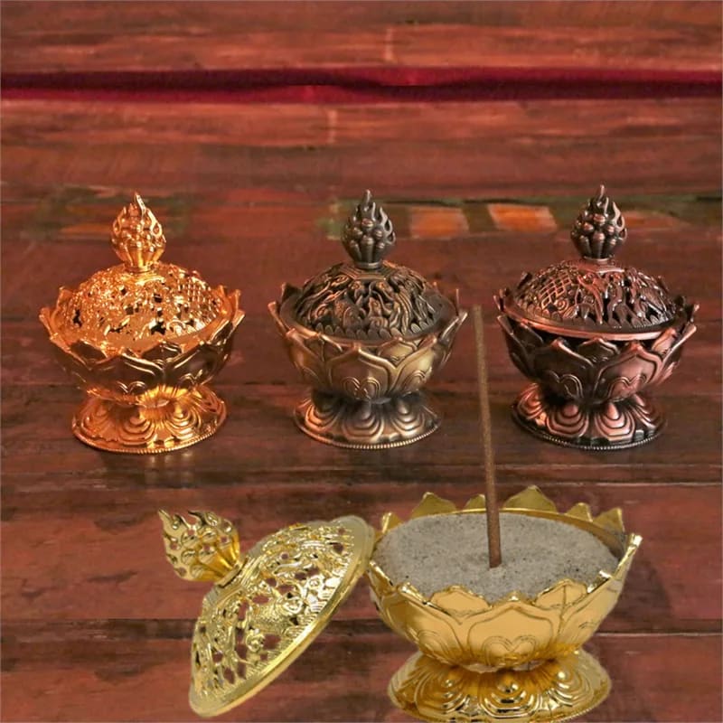 Räucherstäbchenhalter Lotus goldfarbig | Spirit of Gaia