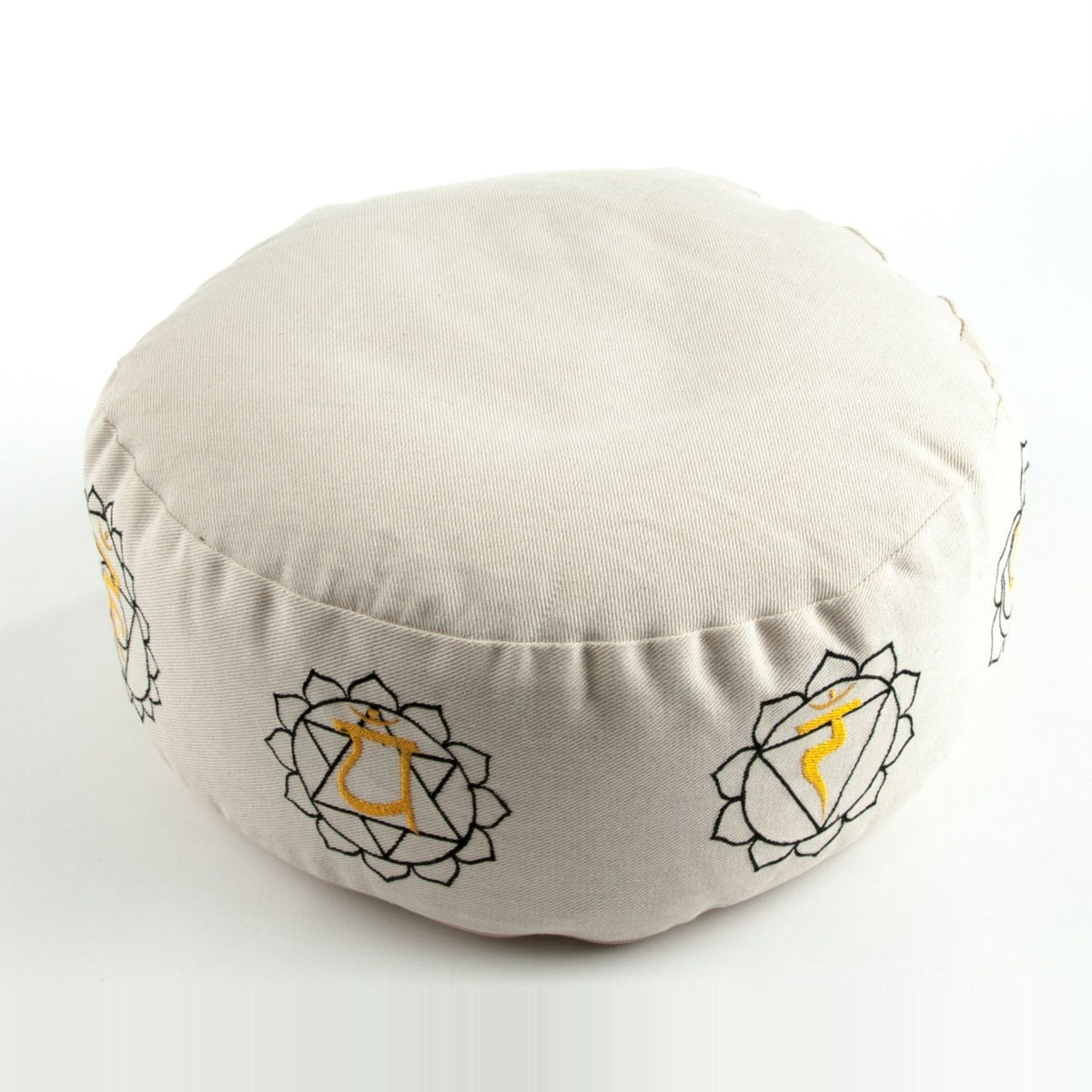 7-Chakra Meditationskissen, naturweiß, Ø 30 cm, Höhe 15 cm, Buchweizenfüllung: freigestellt auf Weiß