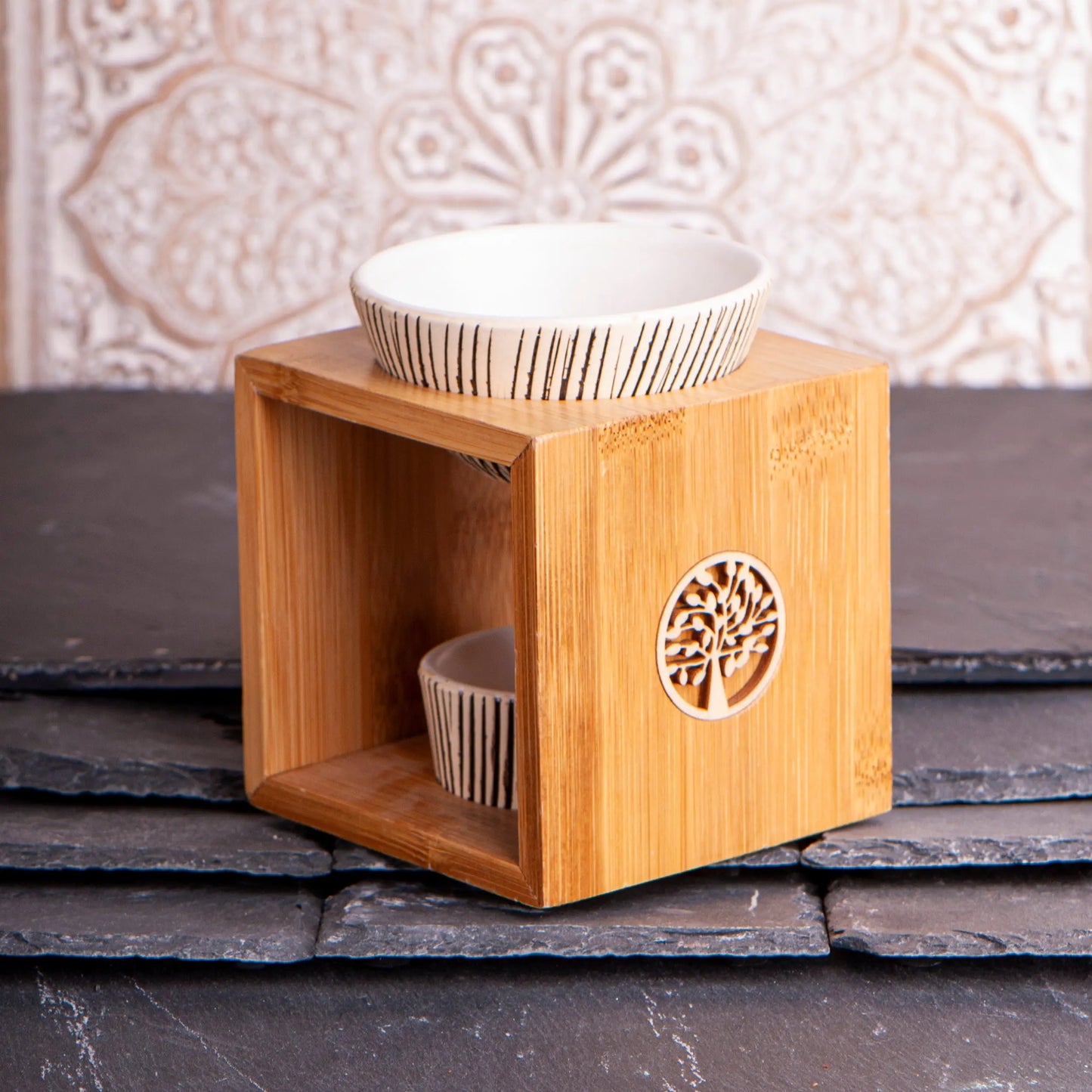 Aromalampe „Yggdrasil“ – Bambus & Keramik Berk