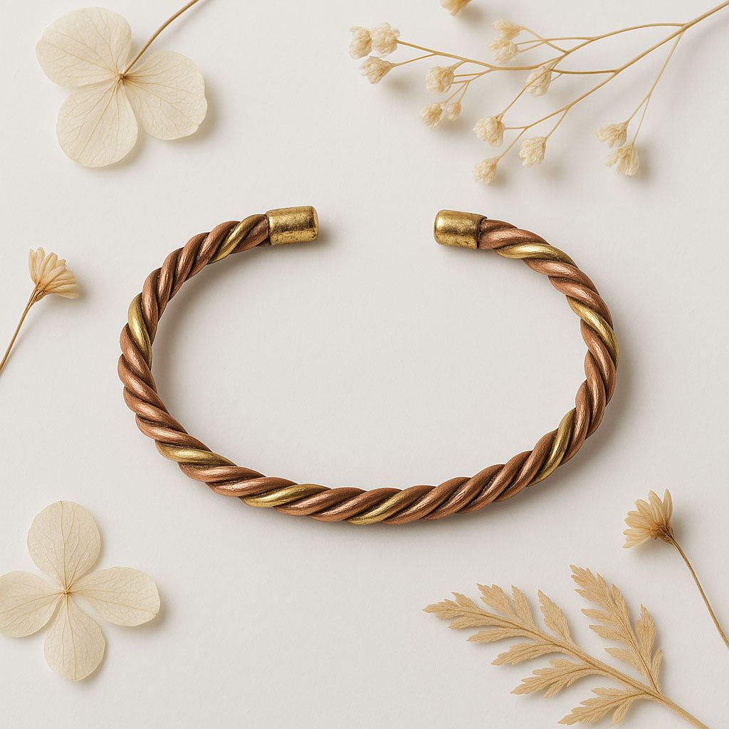 Gedrehtes Kupferarmband mit Messing | Spirit of Gaia