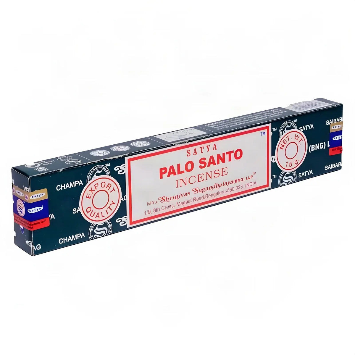 Satya Palo Santo Räucherstäbchen, 15-g-Packung, freigestellt auf Weiß