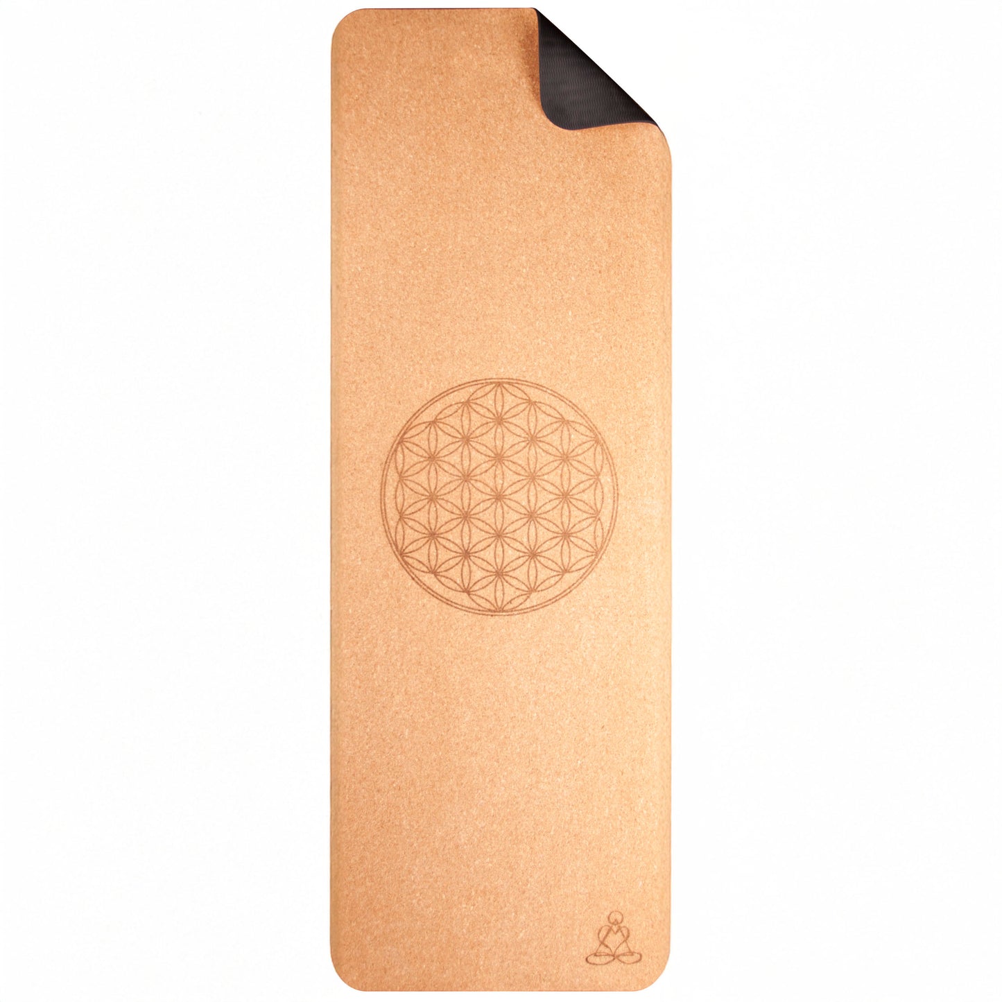 EcoCork Yogamatte – 6 mm | Naturkork + TPE | Blume des Lebens | rutschfest & nachhaltig