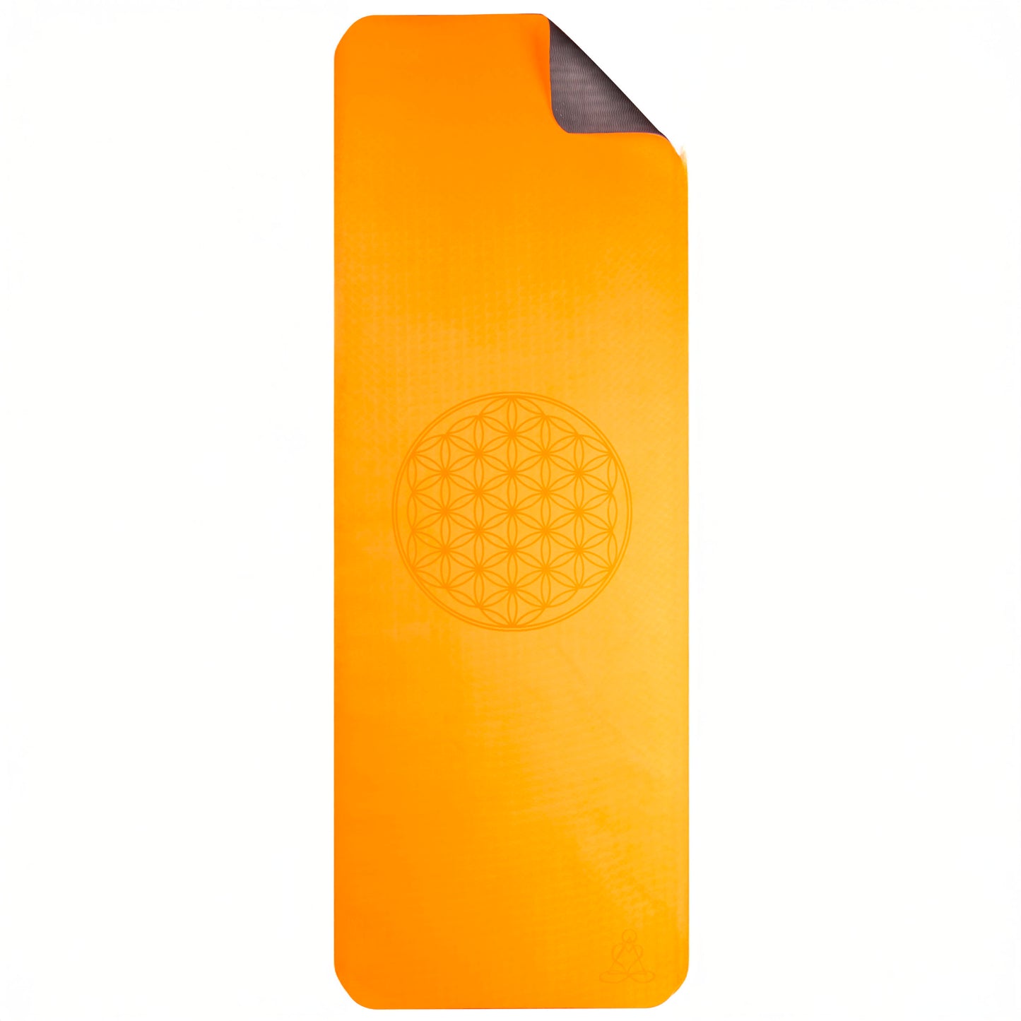 EcoBalance Yogamatte TPE – 6 mm | ultraleicht 360 g | Blume des Lebens | orange/grau | inkl. Tragegurt