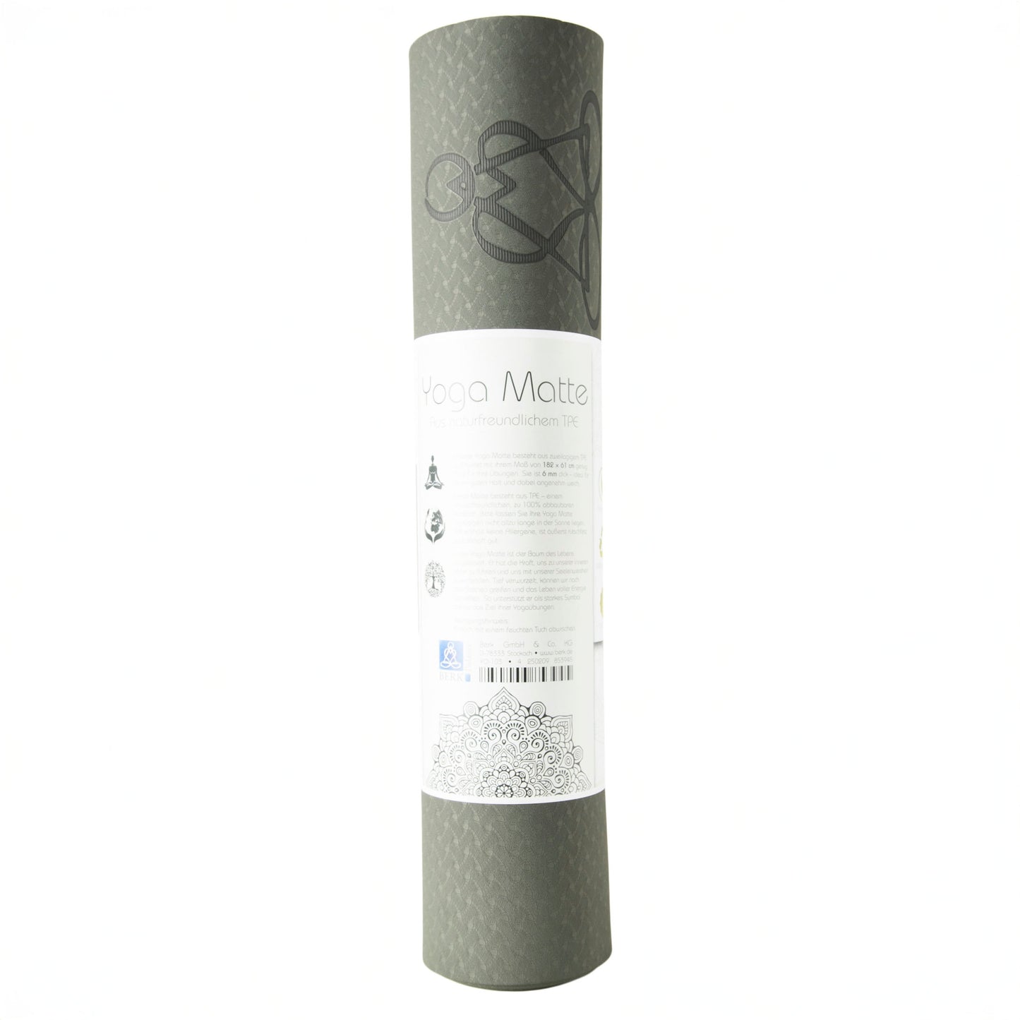 EcoBalance Yogamatte TPE – 6 mm | ultraleicht | Baum des Lebens | dunkelgrün/hellgrün | inkl. Tragegurt Berk
