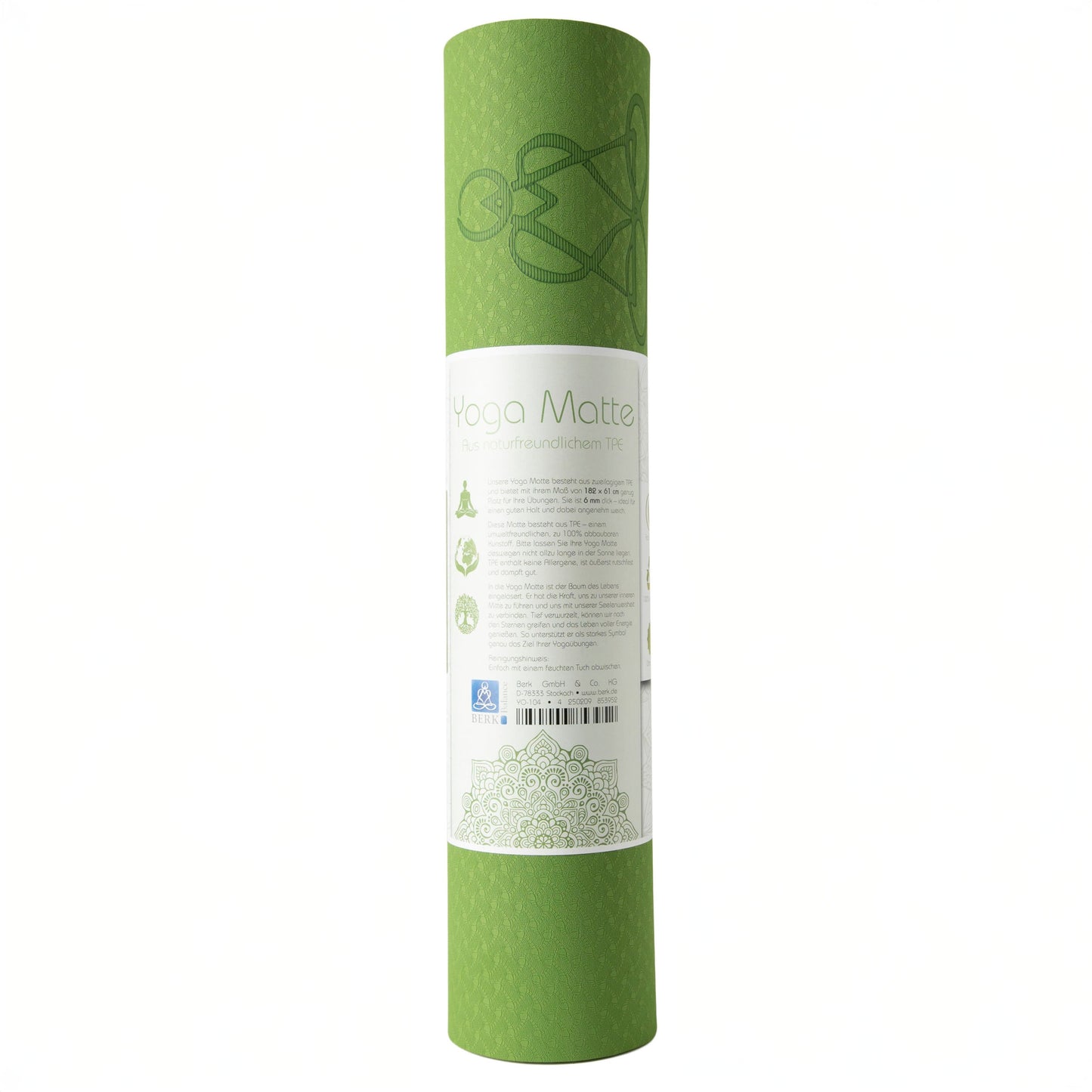 EcoBalance Yogamatte TPE – 6 mm | ultraleicht | Baum des Lebens | hellgrün / grau | inkl. Tragegurt Berk
