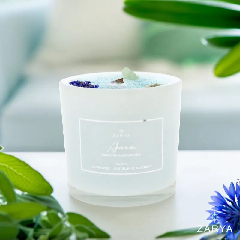 Zeremonie Kerze Aurareinigung - Salbei, Maiglöckchen, Aventurin | Spirit of Gaia