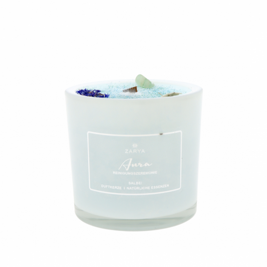 Zeremonie Kerze Aurareinigung - Salbei, Maiglöckchen, Aventurin | Spirit of Gaia