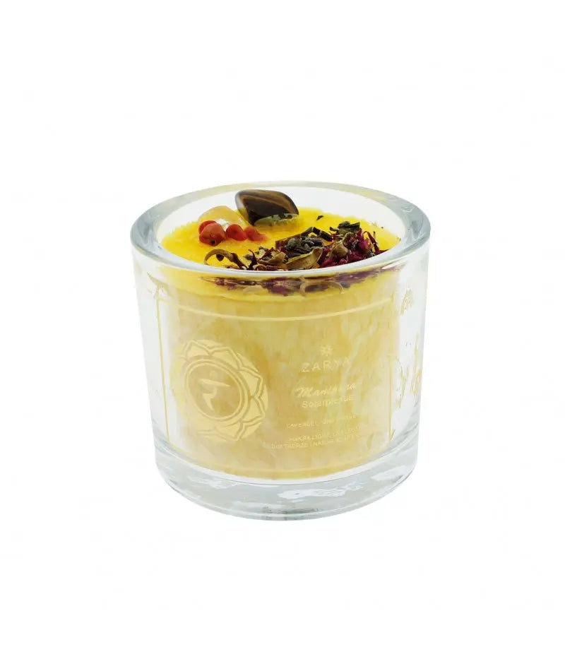 Chakra-Kerze Solarplexus (Manipura) – Detailansicht.