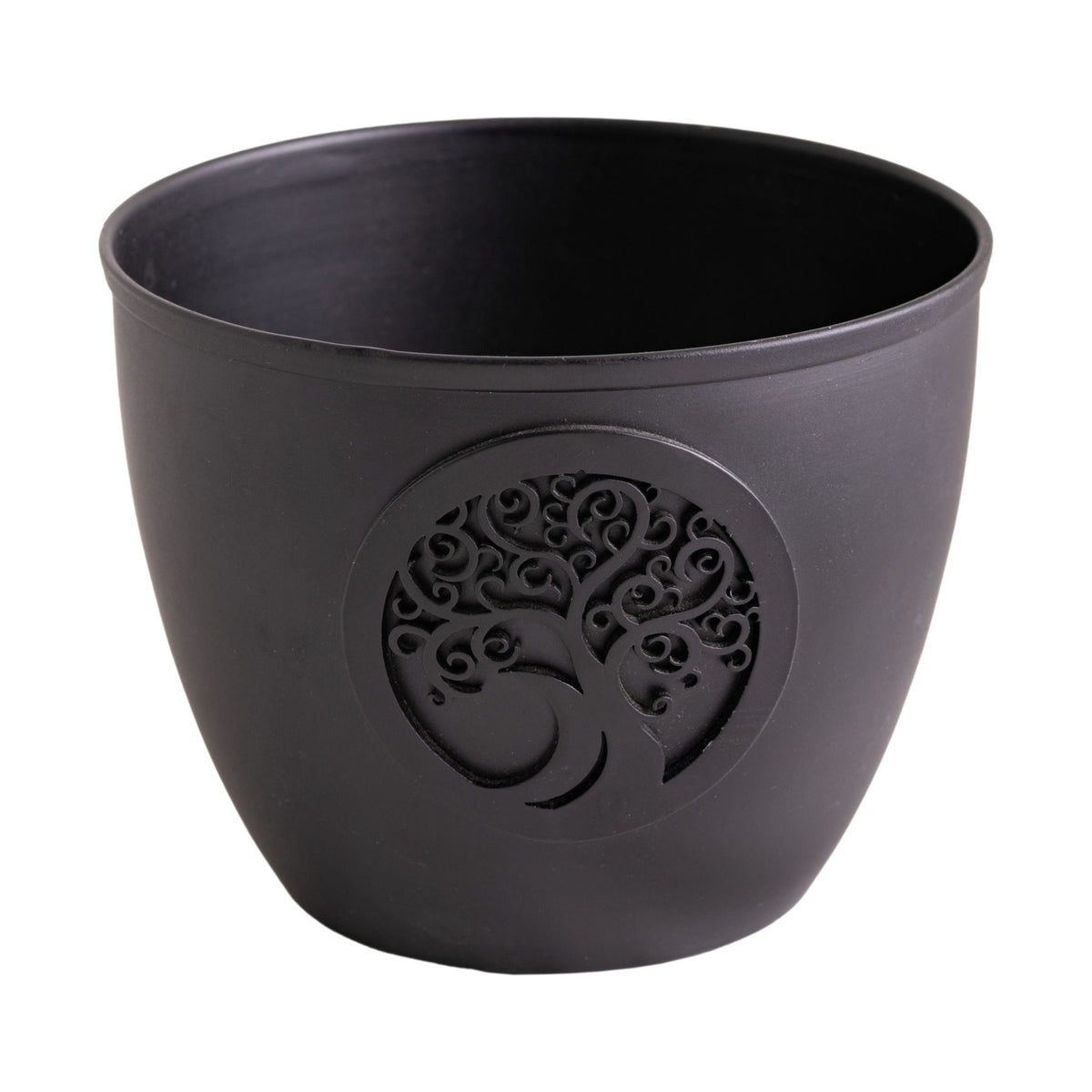 Smudge Bowl Lebensbaum, Eisenschale mit Lebensbaum-Scheibe, freigestellt auf weißem Grund
