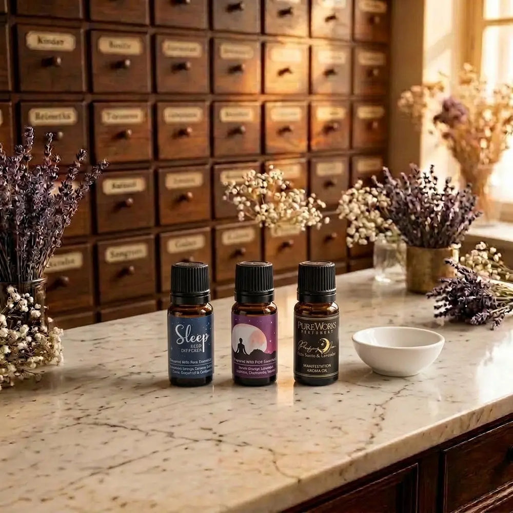 Song of India Ölmischungen bei Spirit of Gaia – Sleep, Relax und Purifying Moon im Braunglas