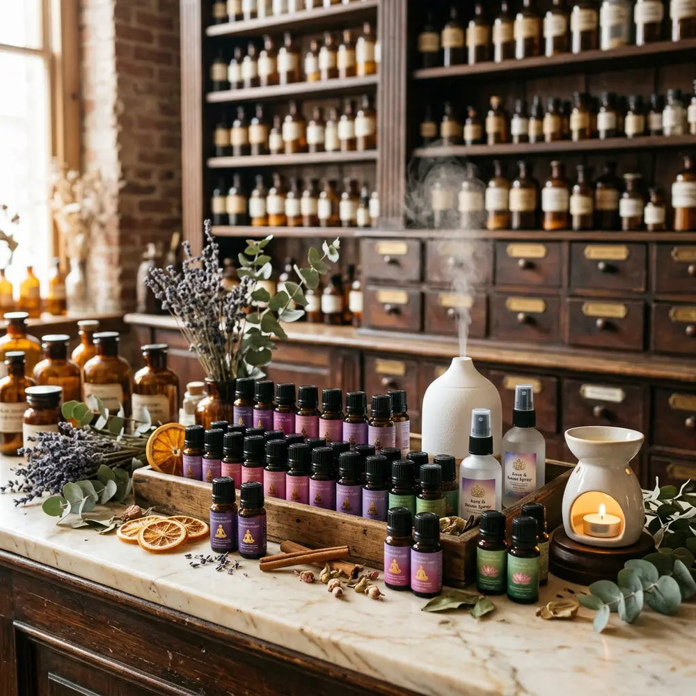 Düfte und ätherische Öle bei Spirit of Gaia – Berk-Öle, Aurasprays, Diffuser und Aromalampe im Apotheken-Stil