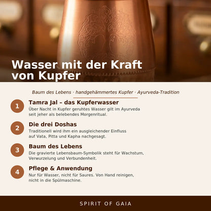 Infografik: Wasser mit der Kraft von Kupfer – Baum des Lebens, Spirit of Gaia