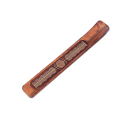 Räucherstäbchenhalter aus Akazienholz – mit Blume des Lebens Spirit of Gaia