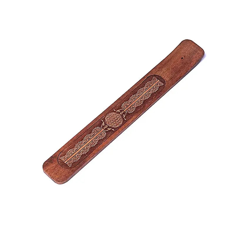Räucherstäbchenhalter aus Akazienholz – mit Blume des Lebens Spirit of Gaia