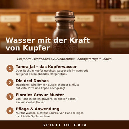 Infografik: Wasser mit der Kraft von Kupfer – Ayurveda-Ritual von Spirit of Gaia