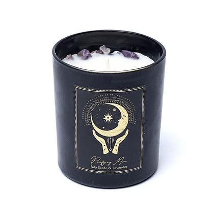 Manifestationskerze "Reinigender Mond" mit Amethyst | Palo Santo & Lavendel Song of India