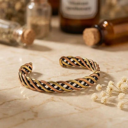 Geflochtenes Armband Kupfer & Messing im Dreiviertel-Winkel