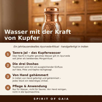 Infografik: Wasser mit der Kraft von Kupfer – Ayurveda-Ritual von Spirit of Gaia