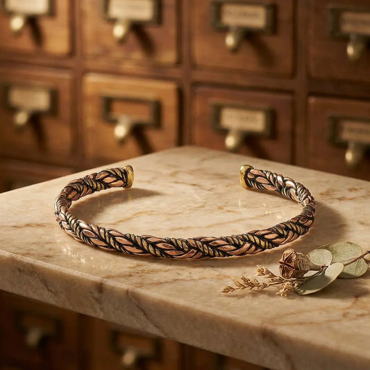 Gedrehtes Armband dreifach Twist, Kupfer & Messing, im Apothekerlook