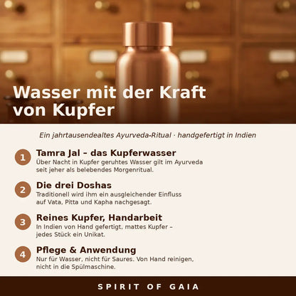 Infografik: Wasser mit der Kraft von Kupfer – Ayurveda-Ritual von Spirit of Gaia