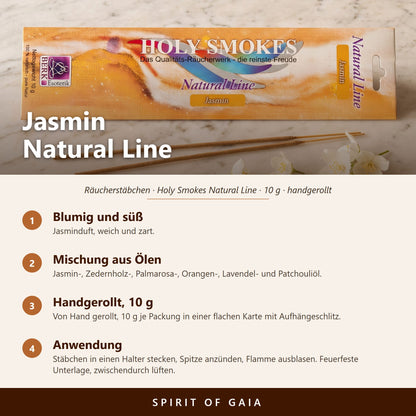 Übersicht zu Jasmin Natural Line: Duft, Zutaten, handgerollt, 10 g, Anwendung