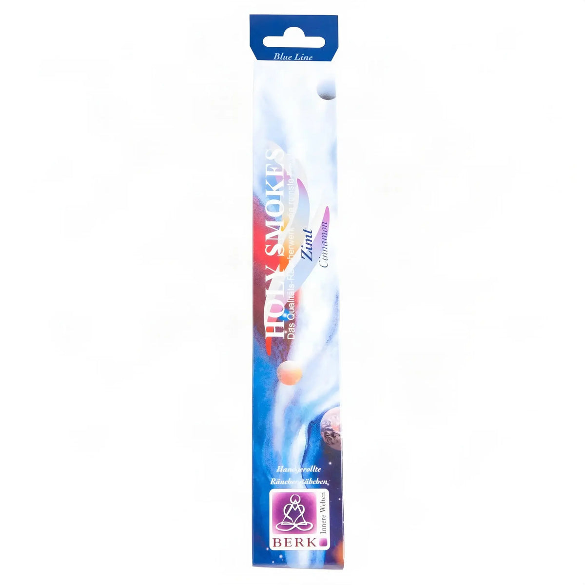 Zimt Räucherstäbchen Holy Smokes Blue Line, Packung, freigestellt auf Weiß