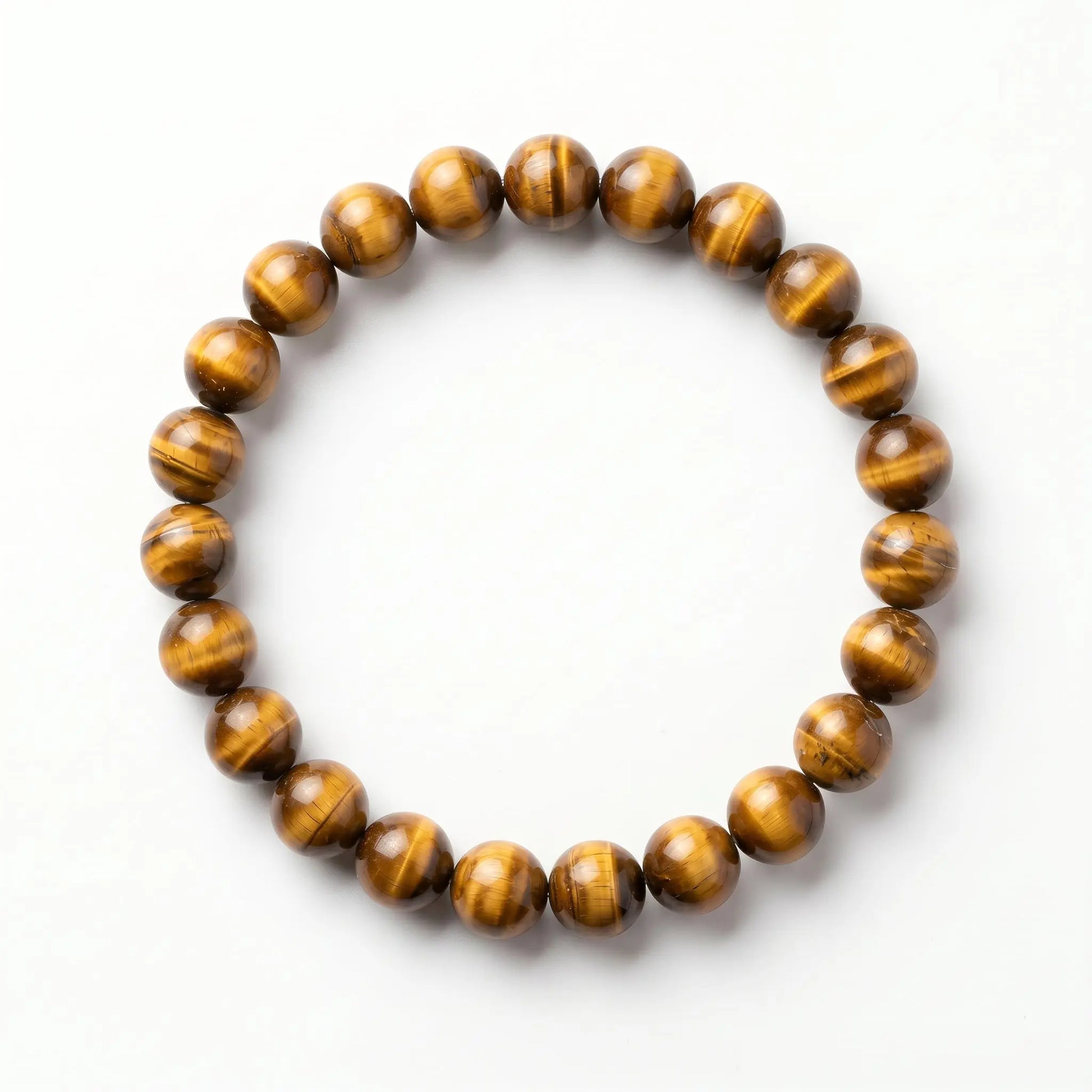 Tigerauge Armband freigestellt auf Weiß – 8 mm Edelstein-Kugelarmband von Spirit of Gaia