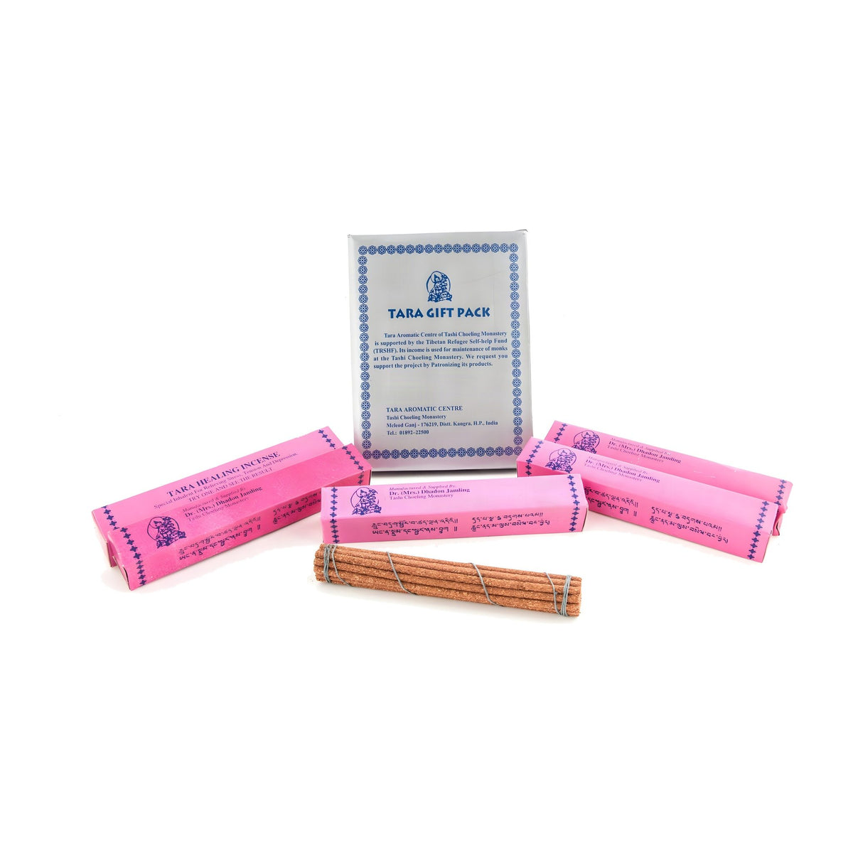 Tara Healing Incense, 5er-Pack mit Tara Gift Pack Box, freigestellt auf weißem Grund