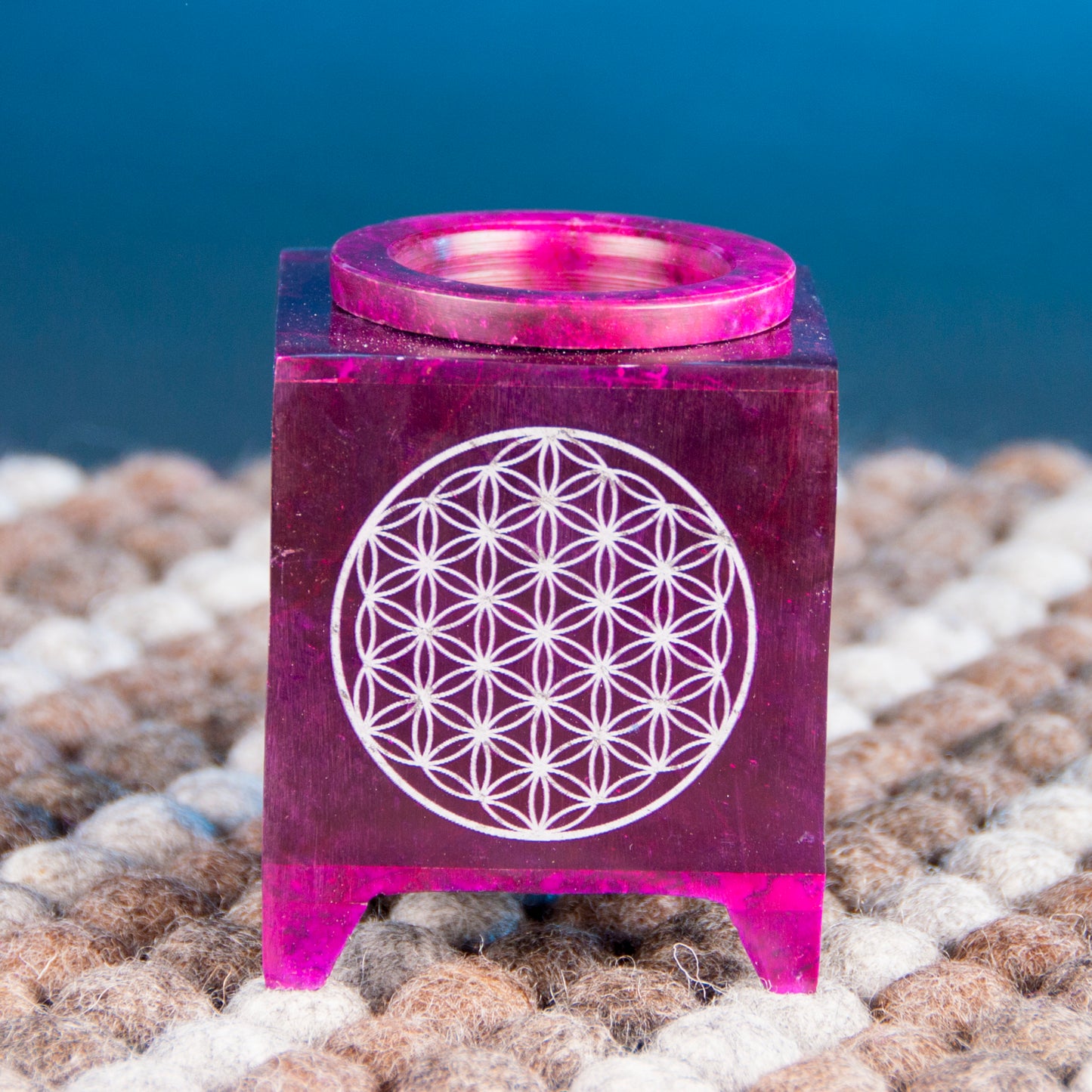 Aromalampe Blume des Lebens – Speckstein Violett