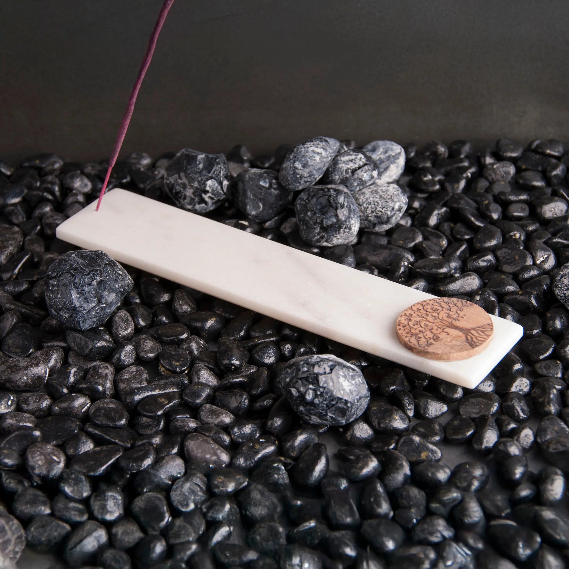 Marmor-Räucherstäbchenhalter mit Lebensbaum Spirit of Gaia