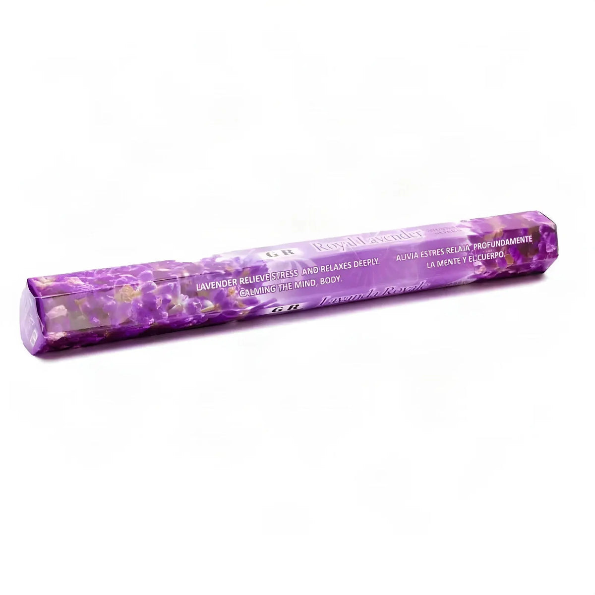 GR Royal Lavender Räucherstäbchen, Sechseck-Packung, freigestellt auf Weiß