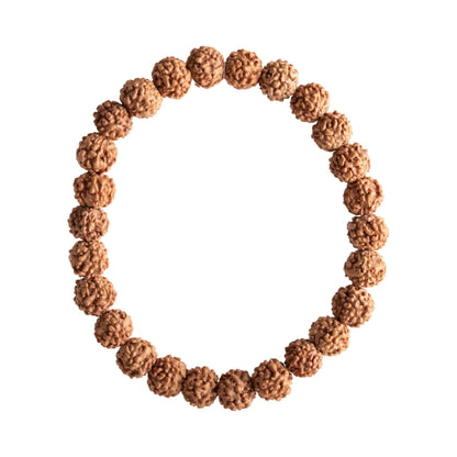 Rudraksha Armband aus Rudraksha-Samen, freigestellt auf weißem Grund