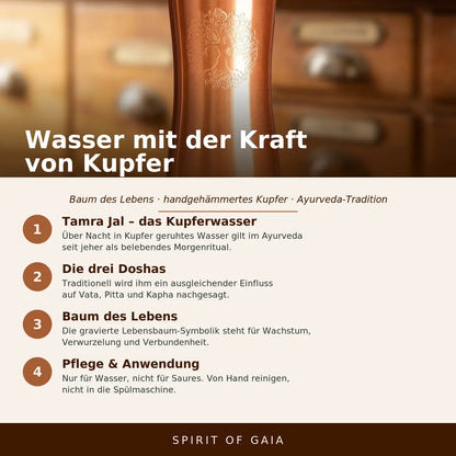 Infografik: Wasser mit der Kraft von Kupfer – Baum des Lebens, Spirit of Gaia