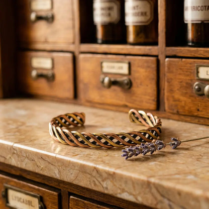 Geflochtenes Armband Kupfer & Messing mit Lavendel im Apothekerstil