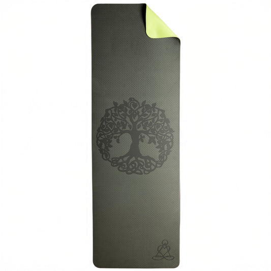 EcoBalance Yogamatte TPE – 6 mm | Baum des Lebens | dunkelgrün/hellgrün | inkl. Tragegurt