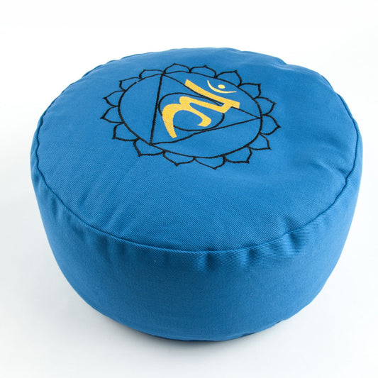 Kehlchakra – Vishuddha – Meditationskissen – Bio-Buchweizenkissen – Baumwollbezug – Yoga, Achtsamkeit & kreative Kommunikation