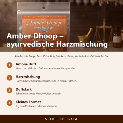 Übersicht zu Amber Dhoop 5 g: Ambra-Duft, Harzmischung, Duftstark, Kleines Format