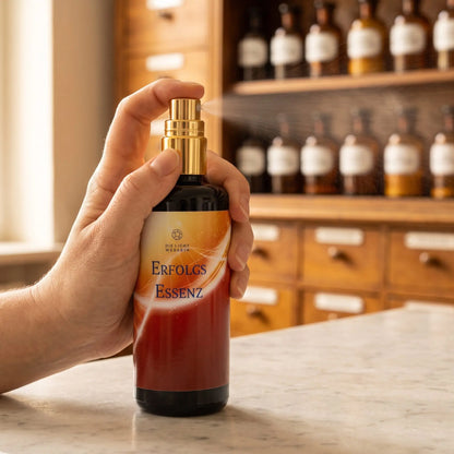 Hand sprüht einen feinen Nebel aus dem Aura Spray Erfolg in den Raum