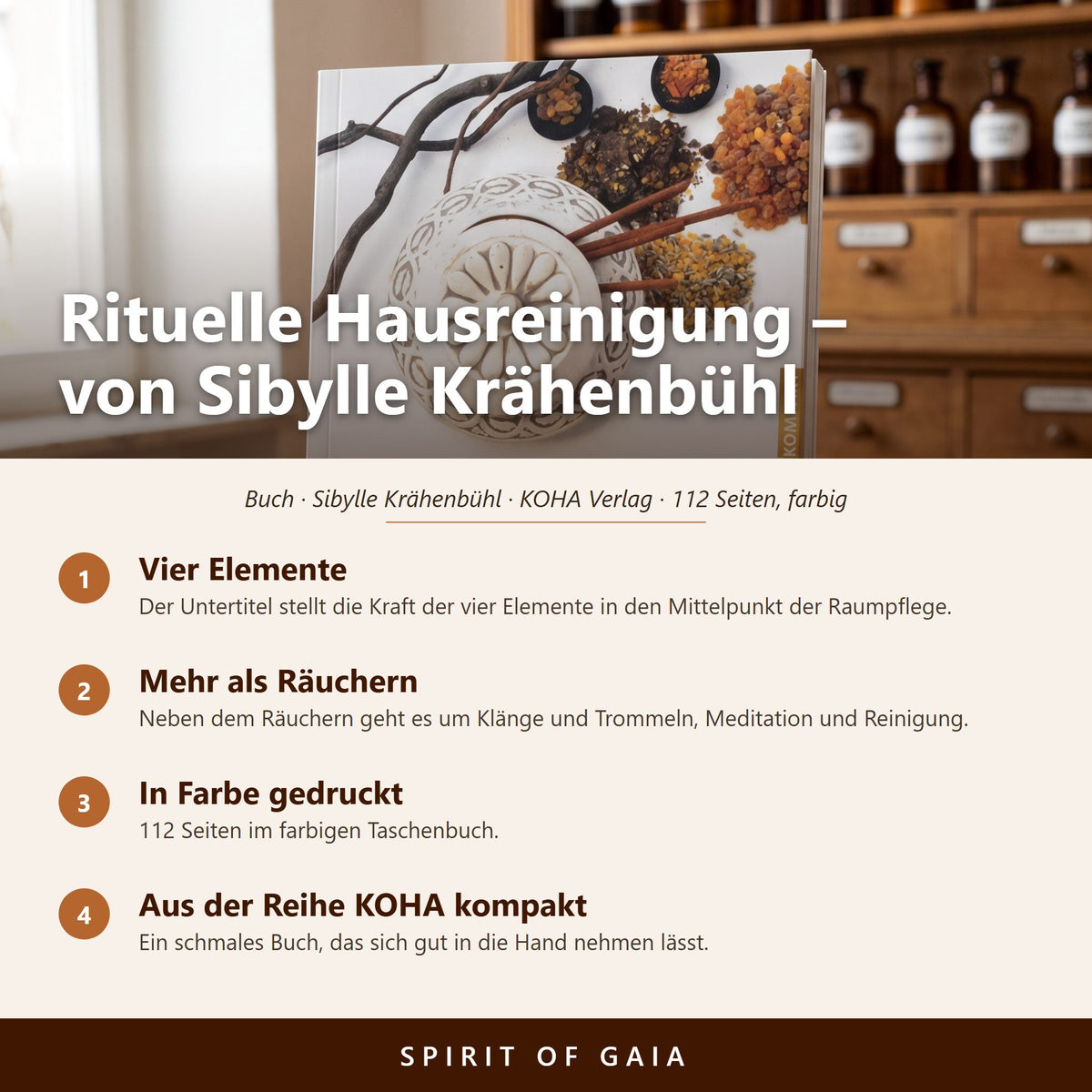 Übersicht zu Rituelle Hausreinigung: Vier Elemente, Mehr als Räuchern, In Farbe gedruckt, Aus der Reihe KOHA kompakt