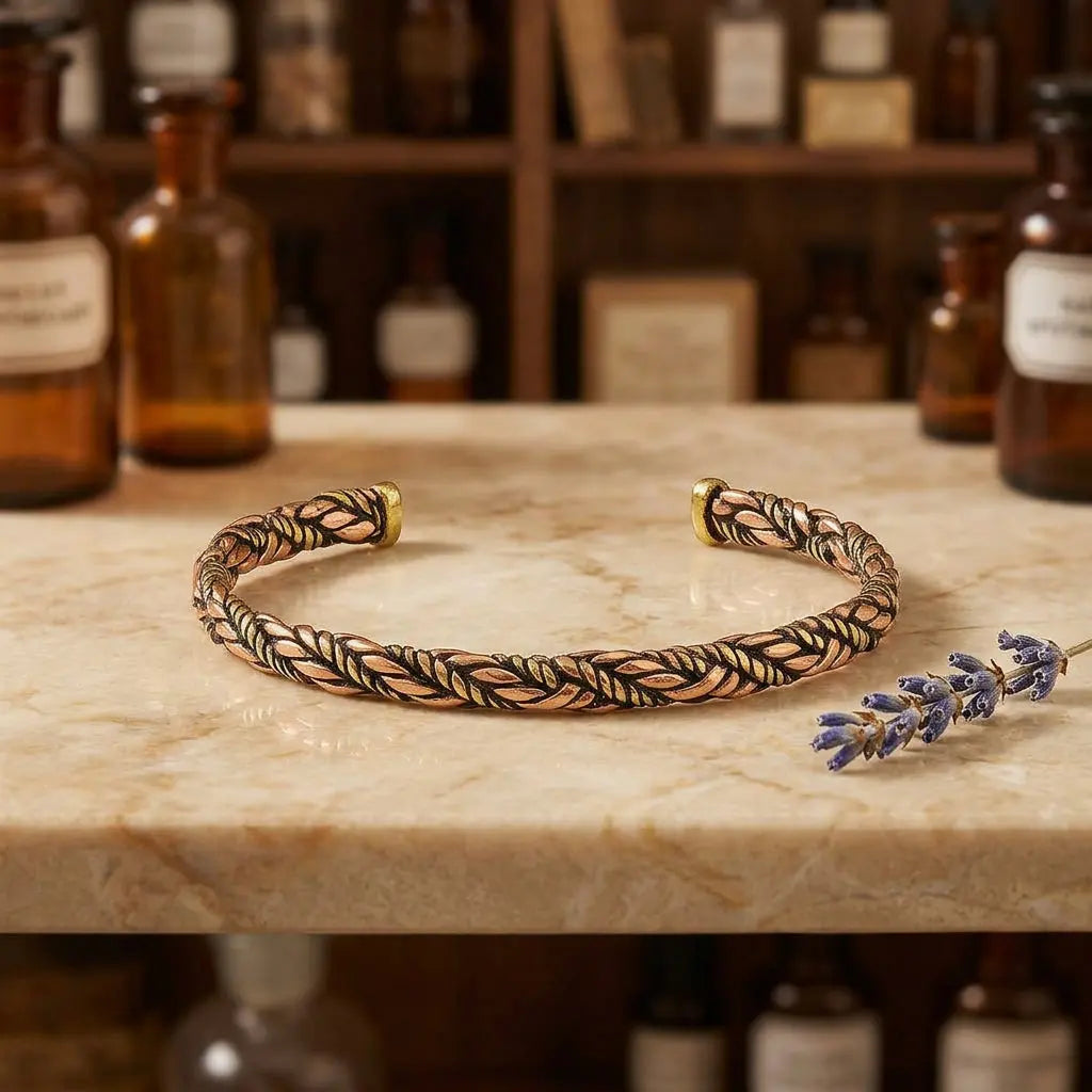 Gedrehtes Armband Kupfer & Messing mit Lavendel im Apothekerstil