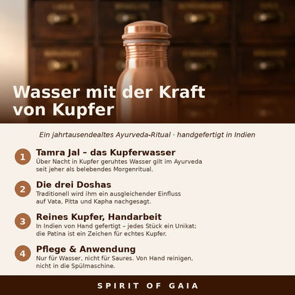 Infografik: Wasser mit der Kraft von Kupfer – Ayurveda-Ritual von Spirit of Gaia