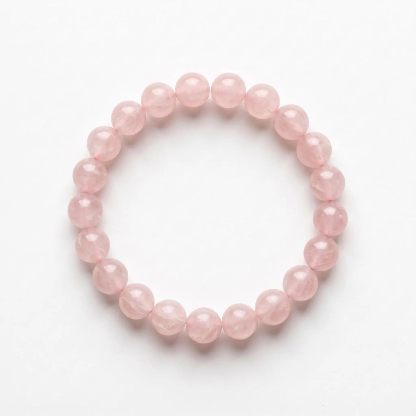 Rosenquarz Armband freigestellt auf Weiß – 8 mm Edelstein-Kugelarmband von Spirit of Gaia