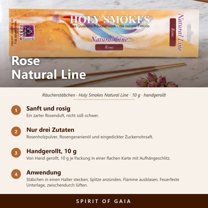 Übersicht zu Rose Natural Line: Duft, Zutaten, handgerollt, 10 g, Anwendung