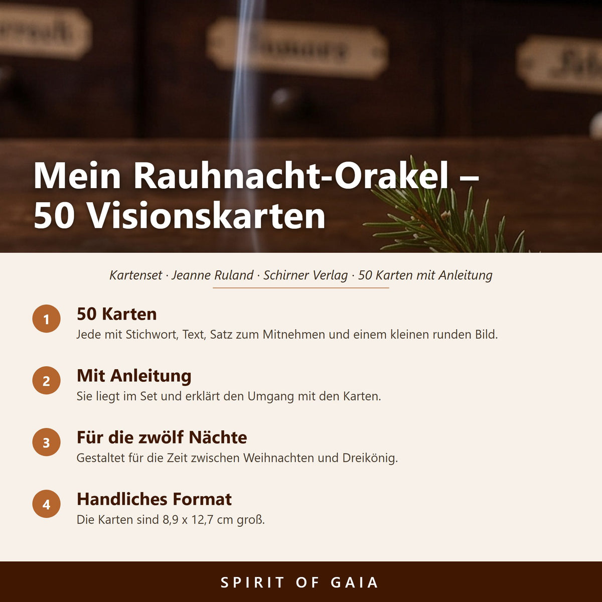 Übersicht zu Mein Rauhnacht-Orakel: 50 Karten, Mit Anleitung, Für die zwölf Nächte, Handliches Format