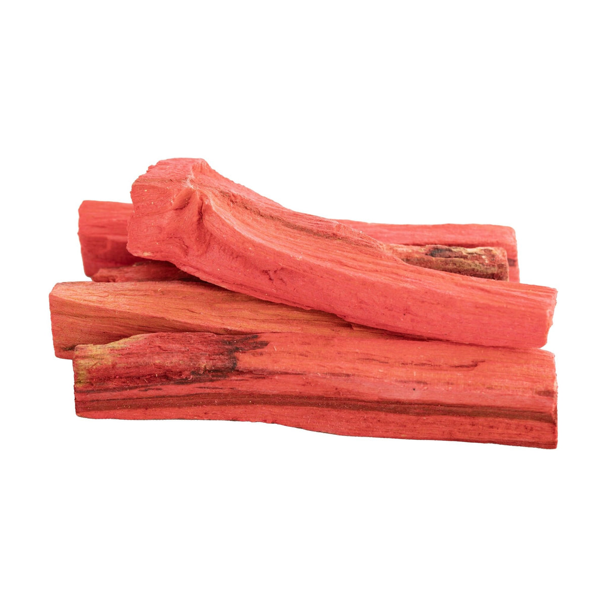 Palo Santo und Drachenblut, fünf Stäbe, freigestellt auf weißem Grund