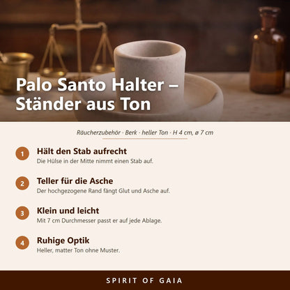 Übersicht zu Palo Santo Halter aus Ton: Hält den Stab aufrecht, Teller für die Asche, Klein und leicht, Ruhige Optik